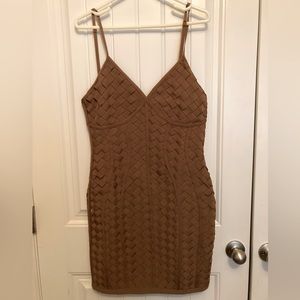 Cinched Together Bandaged Mini Dress- Mocha